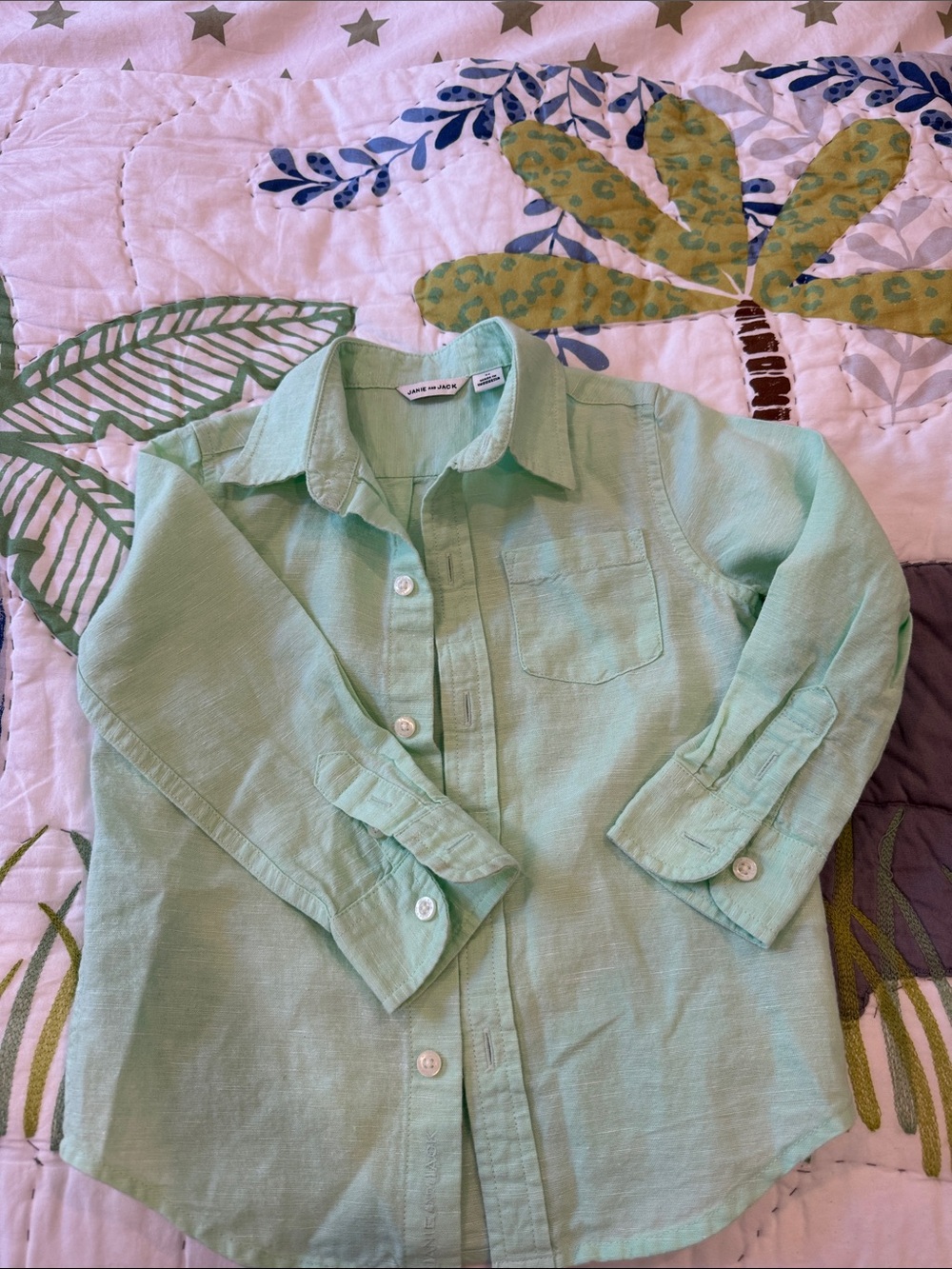 Janie and Jack Light Mint Green Button-Down Shirt